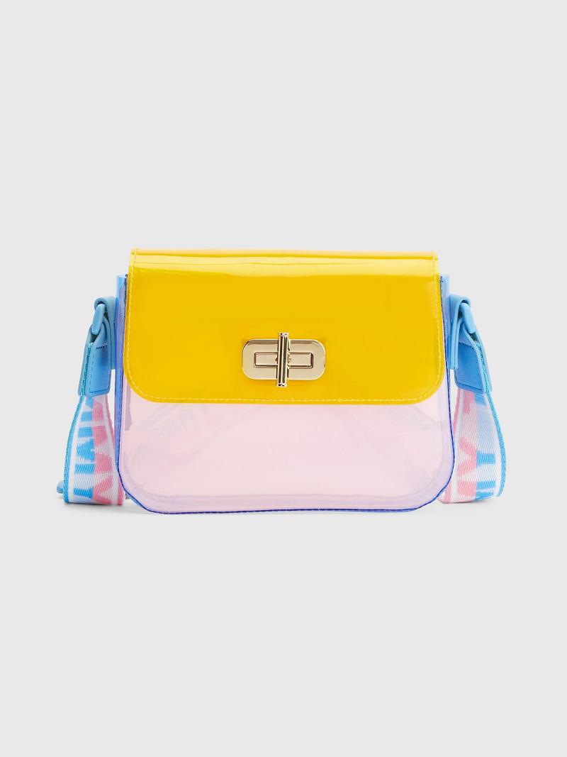 Lány Tommy Hilfiger Transparent Turnlock Crossbody Táska Narancssárga | HU 2034CTV